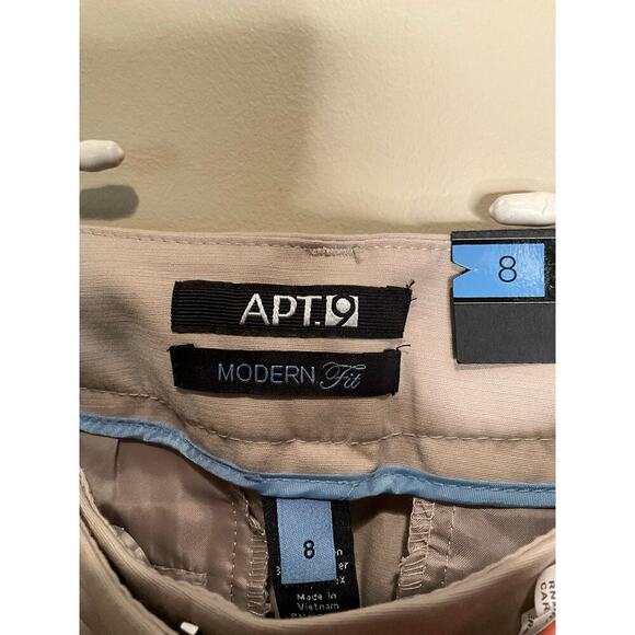 Apt. 9 Modern Fit Khaki Trouser Pants Flat Front Belted Tan Womens Size 8 NEW - Picture 3 of 7